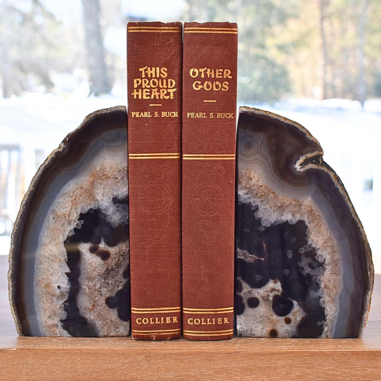 Agate Bookend, Geode Agate Bookend, Decorative Home Accessory, Crystal Bookend, Natural Stone Bookend, 3-5 lbs