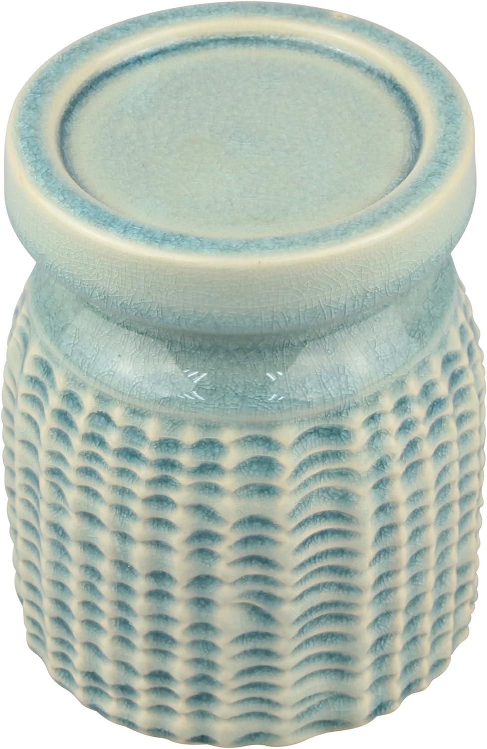 Pale Ocean Ceramic Textured Pillar Candle Holder