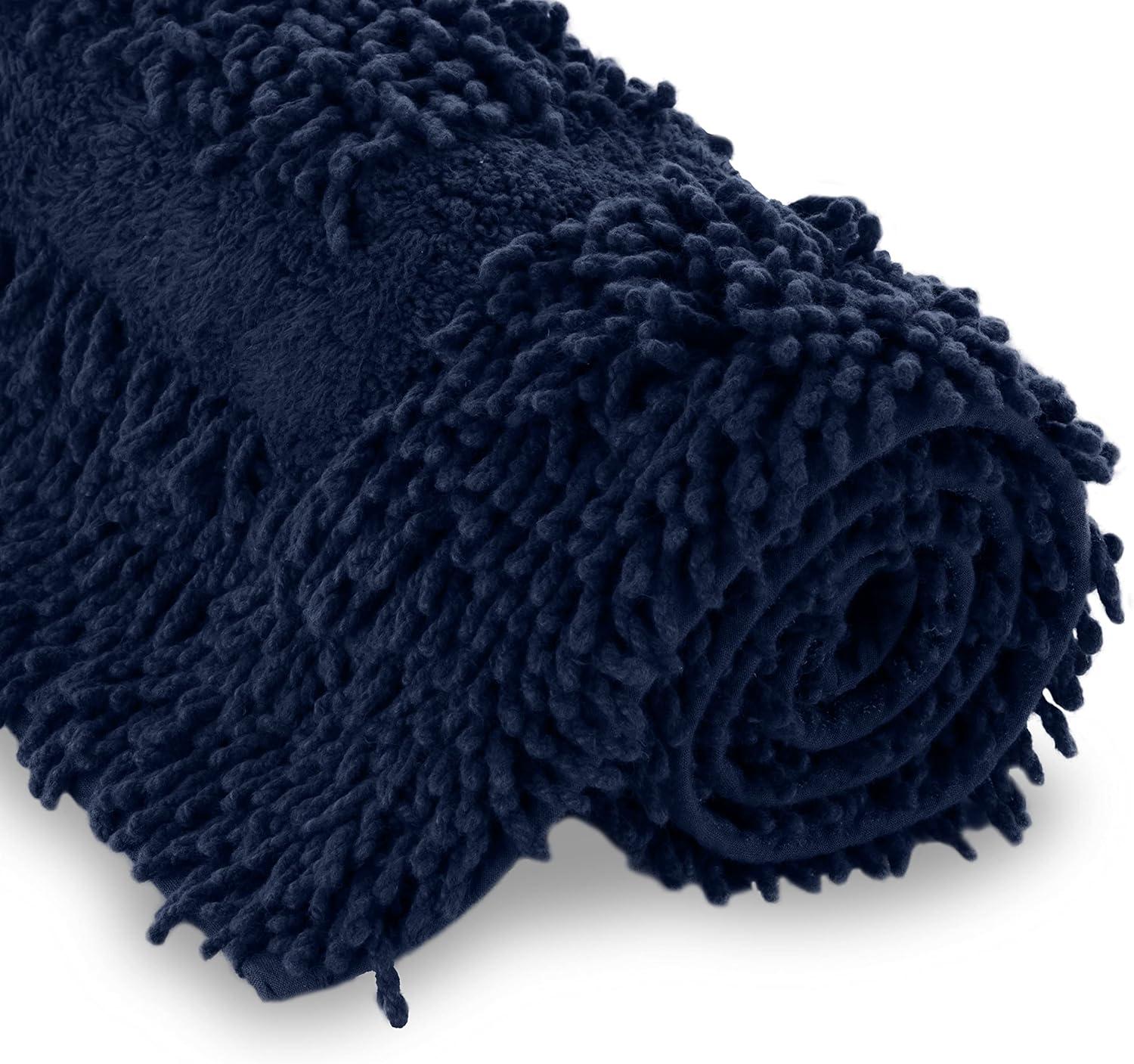 Martex 100% Cotton Bath Rug - Quick Dry - Ultra Soft & Extra Absorbent Non-Slip Bath Rug (Navy)