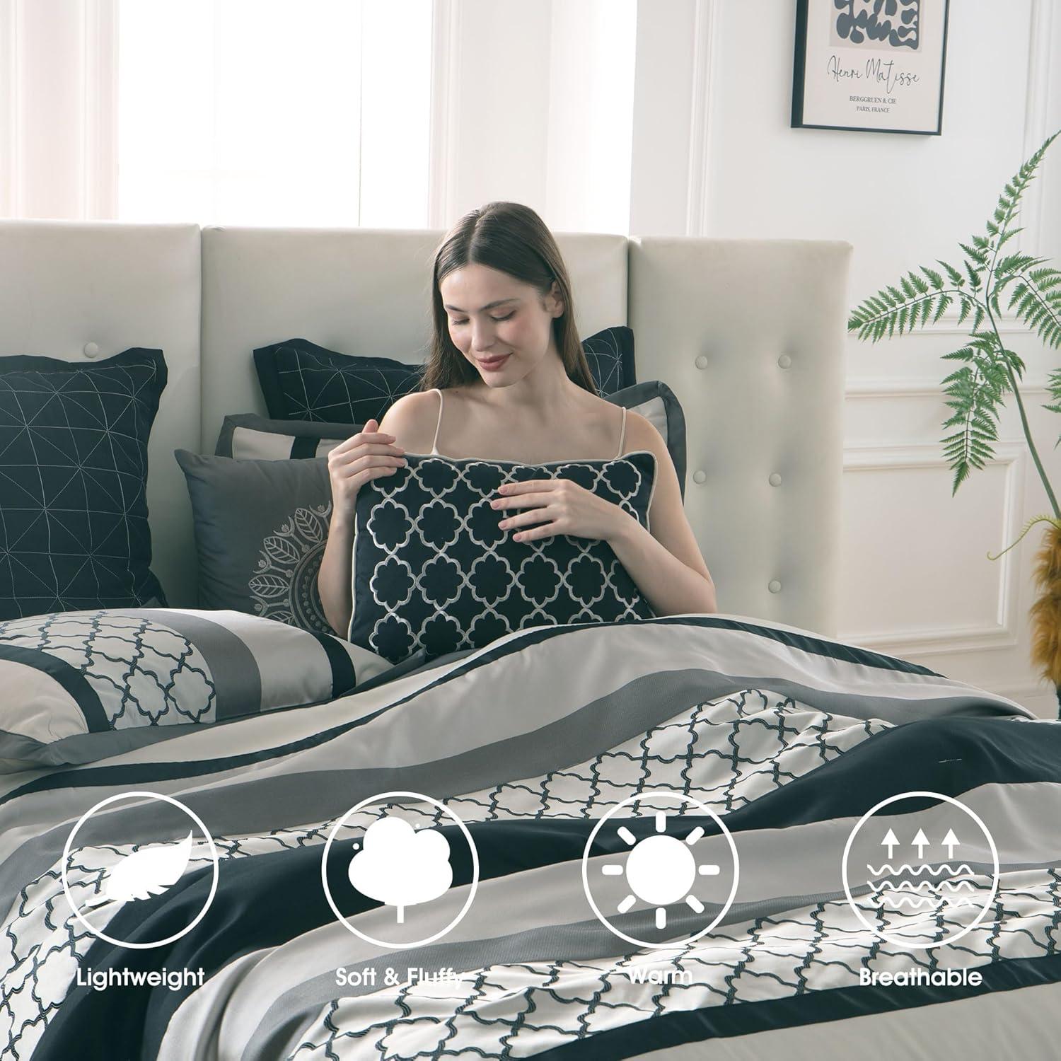 Nanshing America, Inc Avalon Microfiber Modern & Contemporary 8 Piece Comforter Set