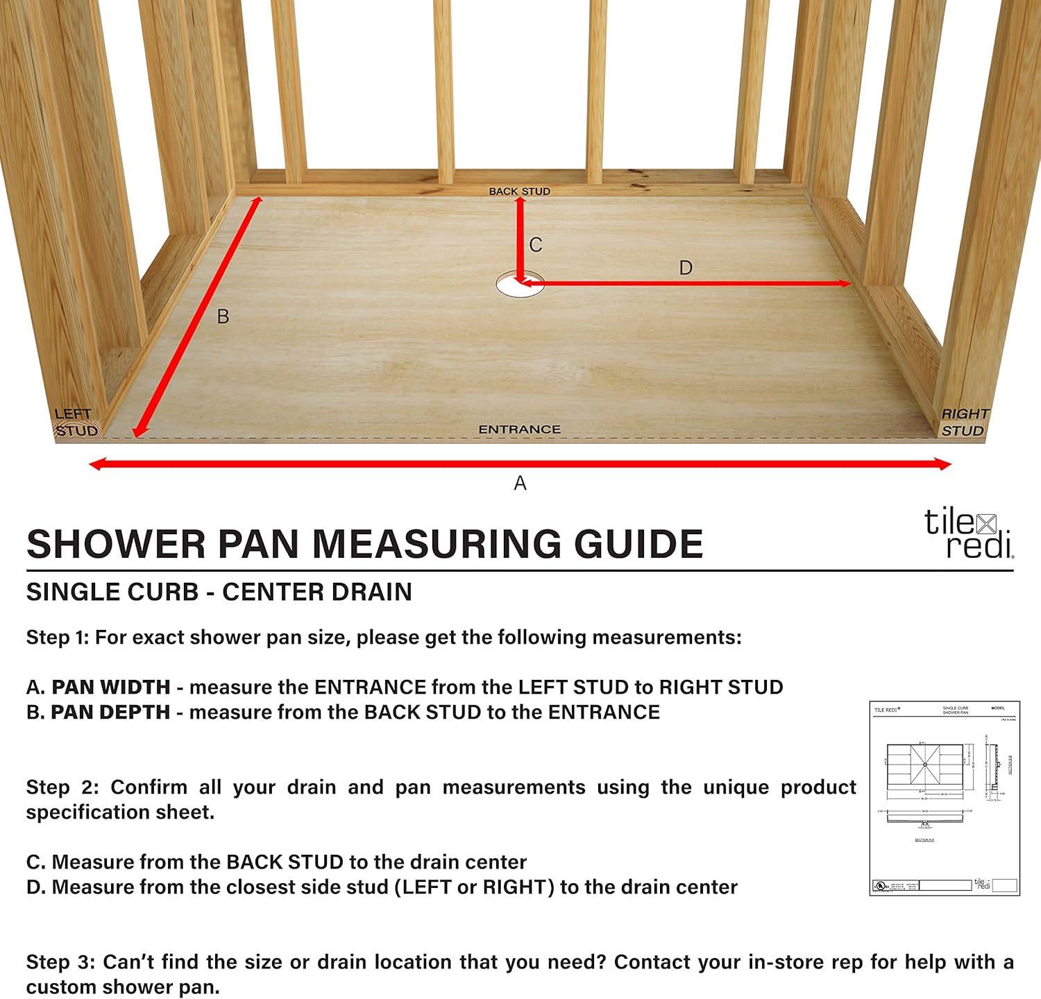 Tile Redi P3260c-Pvc Redi Base 60" X 32" Rectangular Shower Base - Chrome