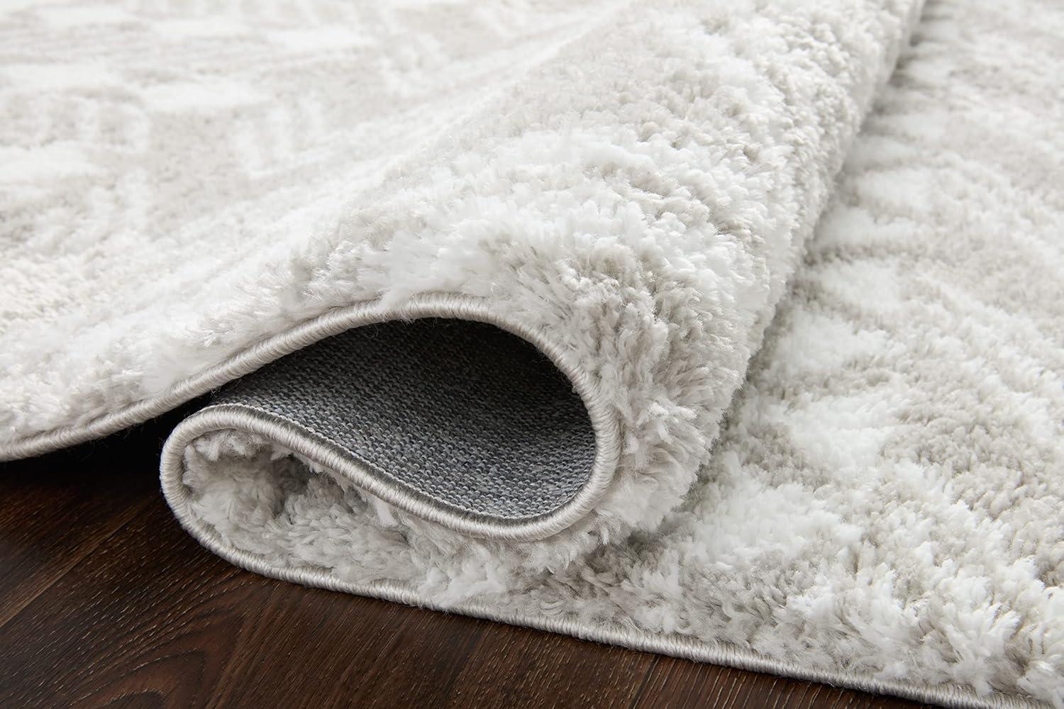 Loloi Bliss Shag Grey / White 5'-3" x 7'-6" Area Rug