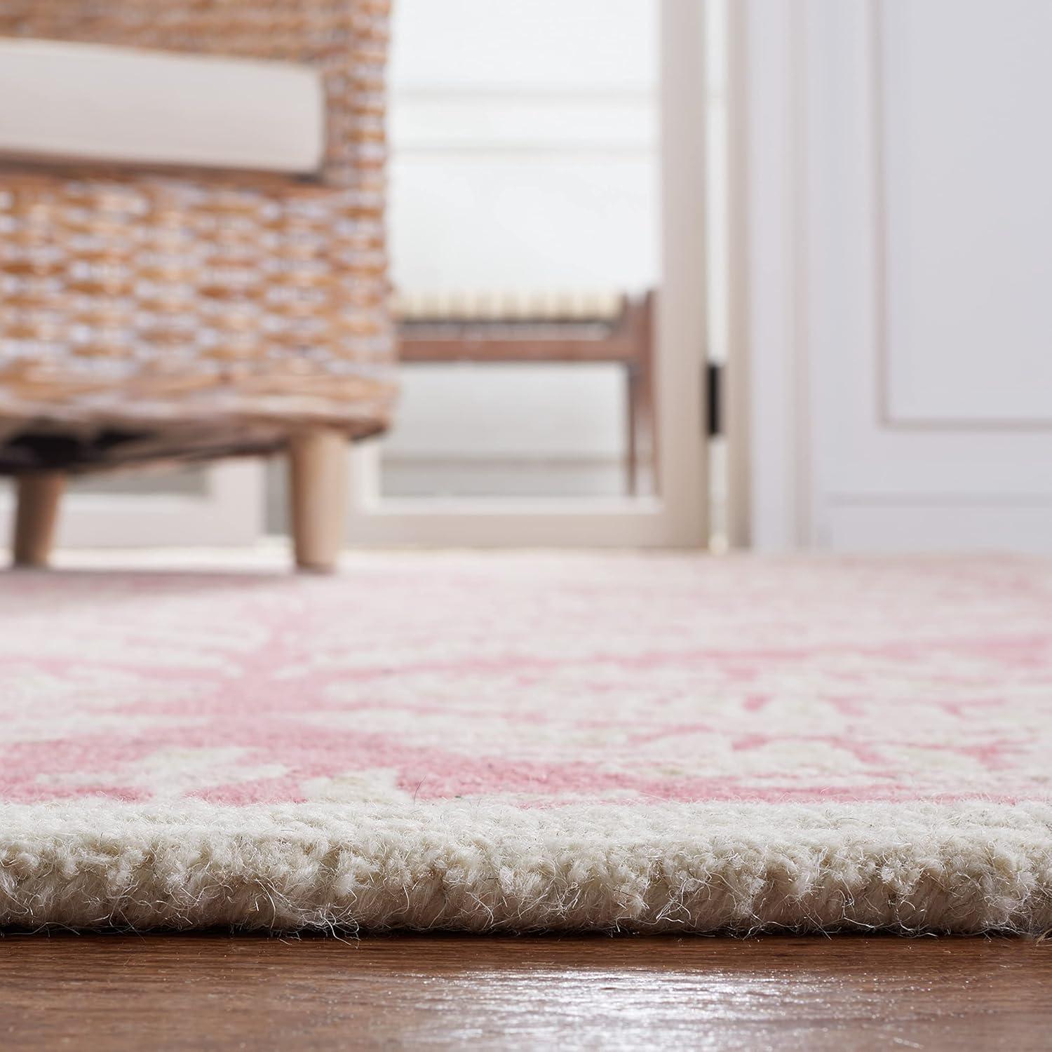 SAFAVIEH Capri Proinsias Leaves Wool Area Rug, Pink/Ivory, 8' x 8' Square