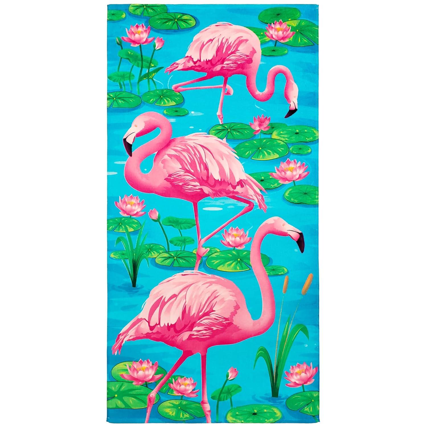 Beachland Flamingo Beach Towel 30 x 60 inch 100% Cotton