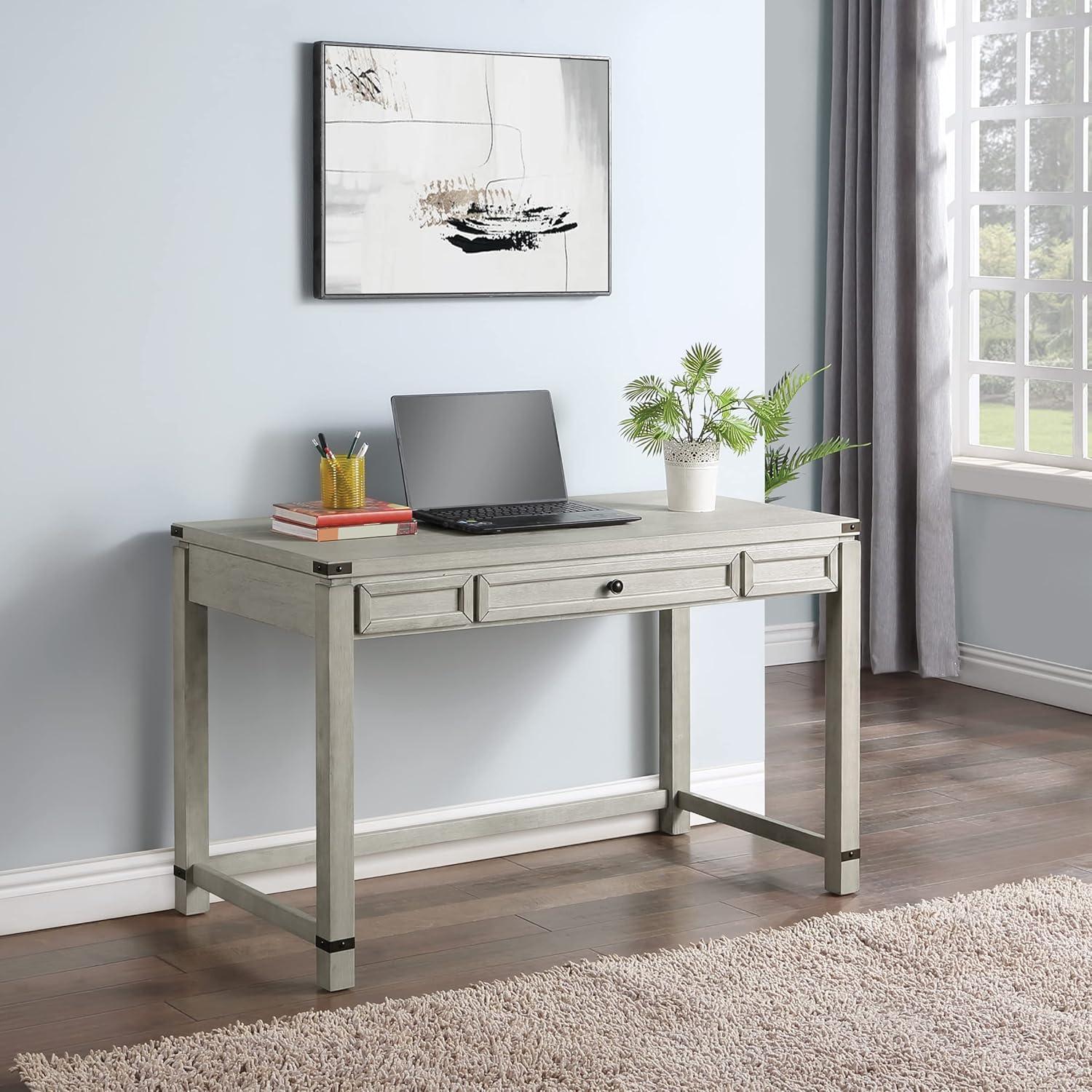 Baton Rouge 48" Sit-to-Stand Lift Wood Desk in Champagne Oak Finish