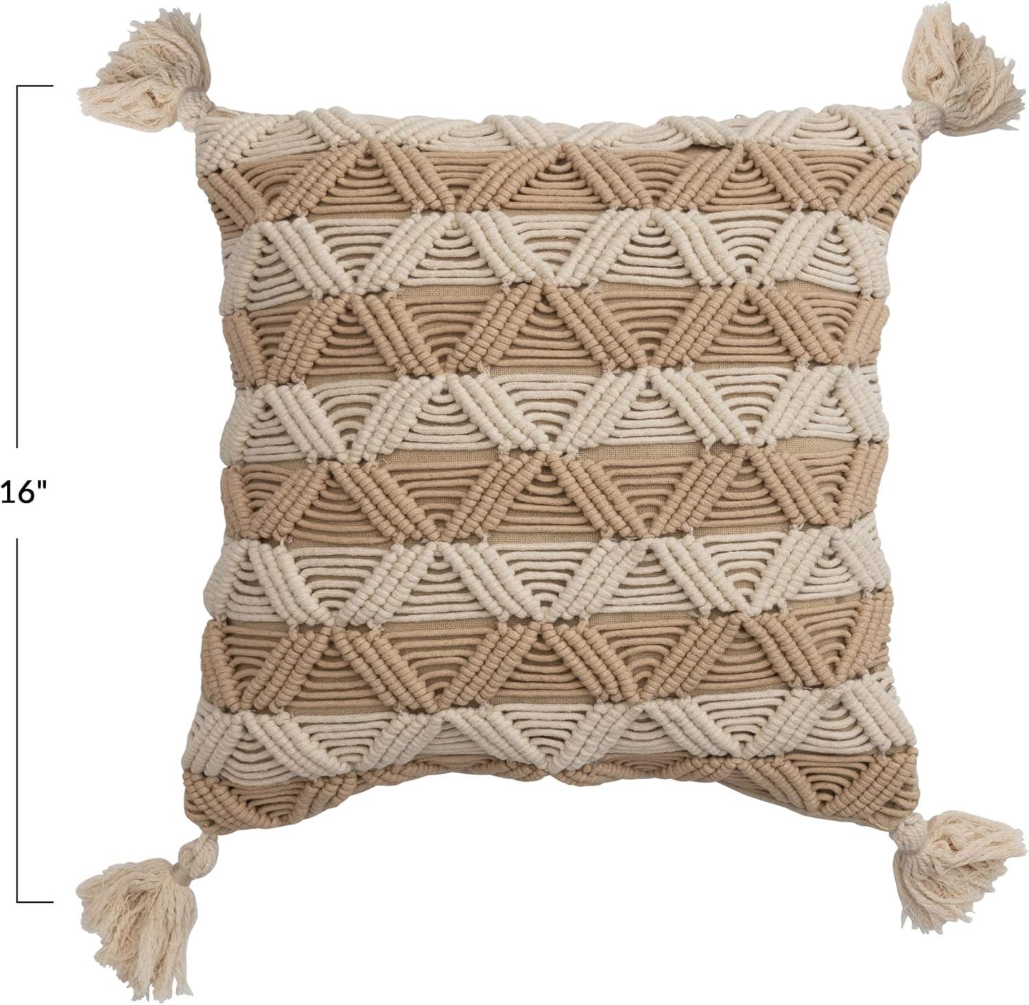Creative Co-Op Tassels Cotton Throw Pillow