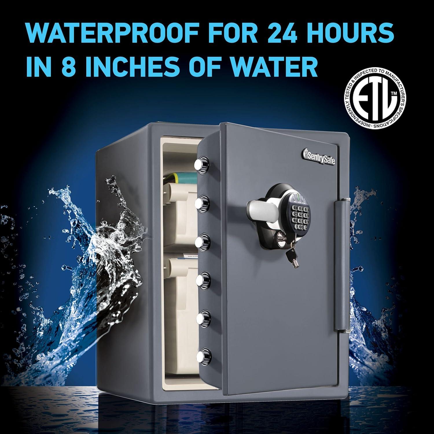 Sentry Safe Digital Fire/Water Safe - 2 ft³ - Digital, Programmable, Dual Key Lock - 4 Live-locking Bolt(s) - Fire Proof, Water Resistant, Pry Resistant - for Tablet, Cell Phone, External Hard...