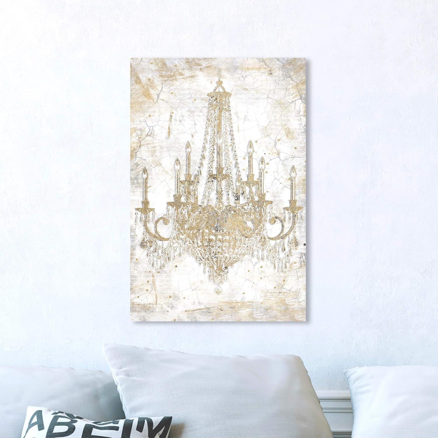 Oliver Gal Prints Fashion And Glam " Fashion And Glam White And Gold Chandelier " by Oliver Gal