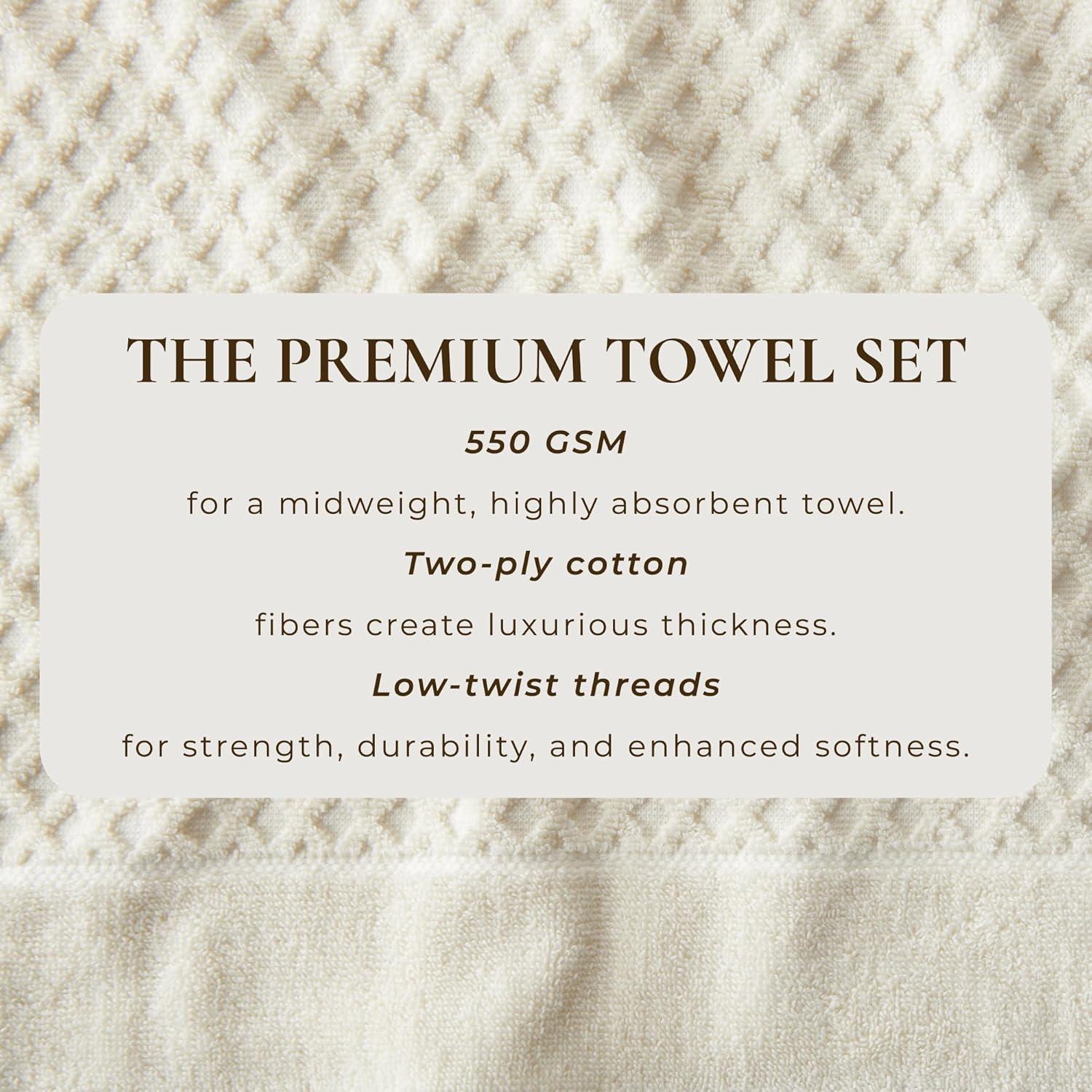Cotton Quick-Dry Textured Towels - Great Bay Home (4 Pack Bath Towels, Ivory)