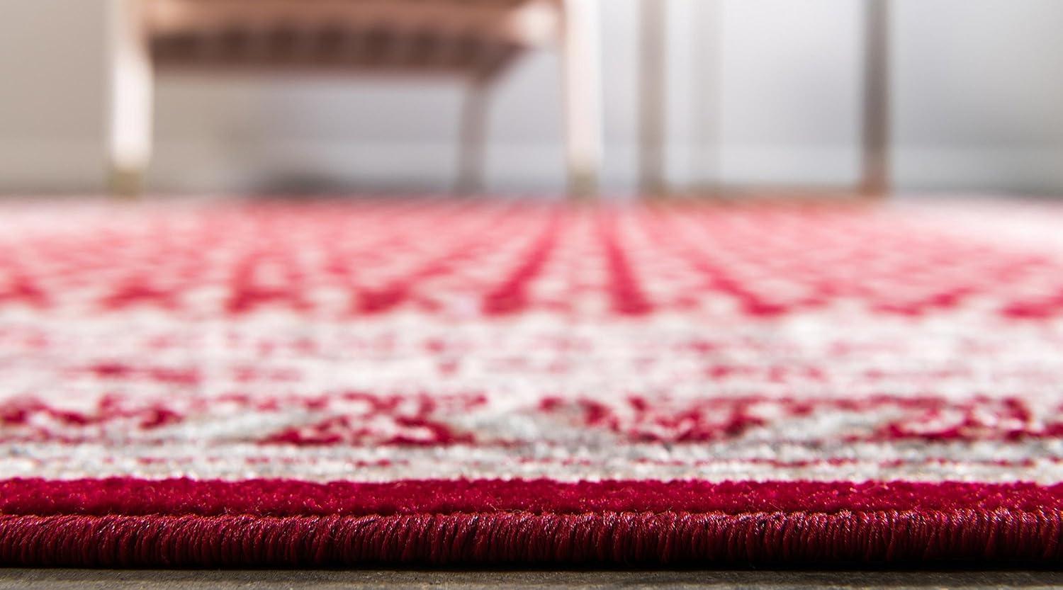 Vibrant Red Indoor Runner Rug with Easy-Care Synthetic Weave