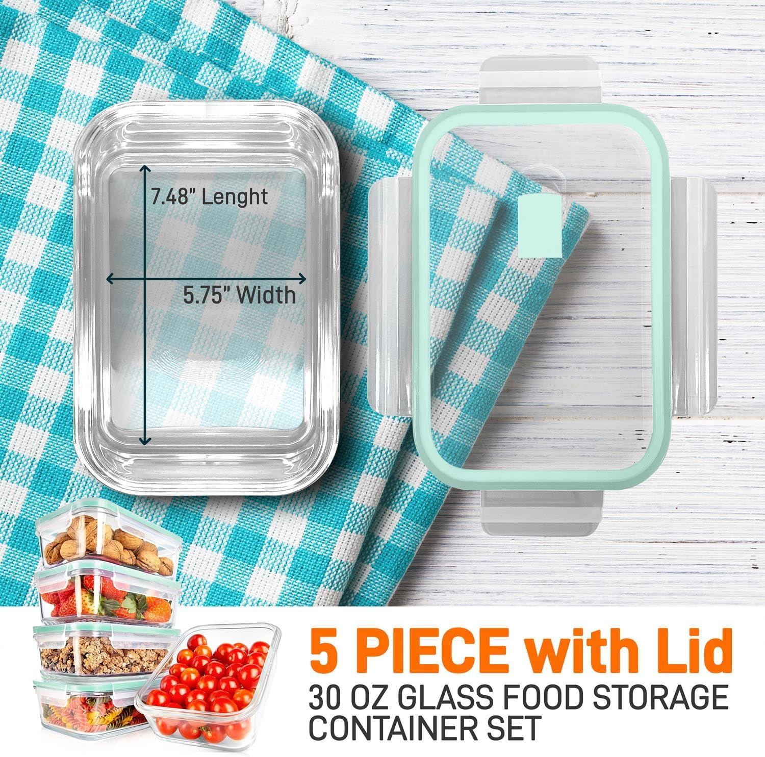 NutriChef 30oz. Glass Food Storage Container