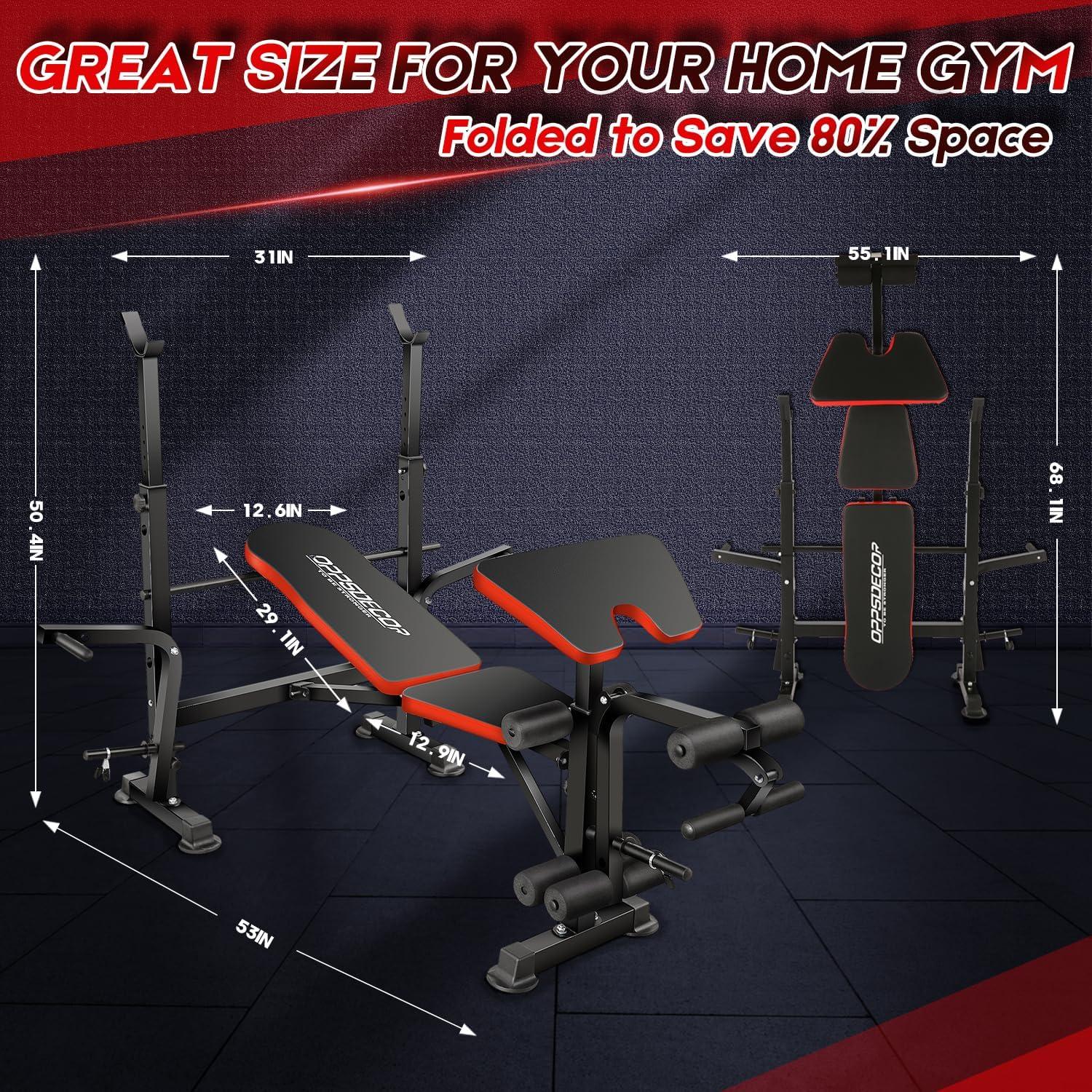 660lbs Black and Red Alloy Steel Adjustable Weight Bench Set