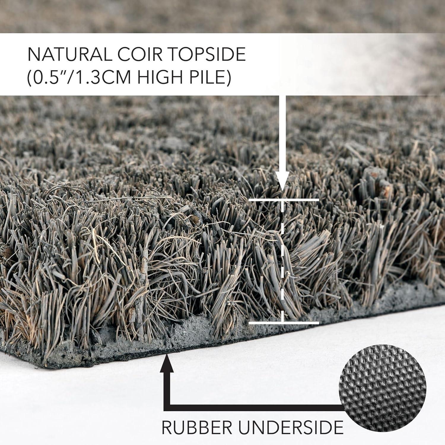 mDesign Welcome Doormat with Natural Fibers Script Hello - Gray/Natural