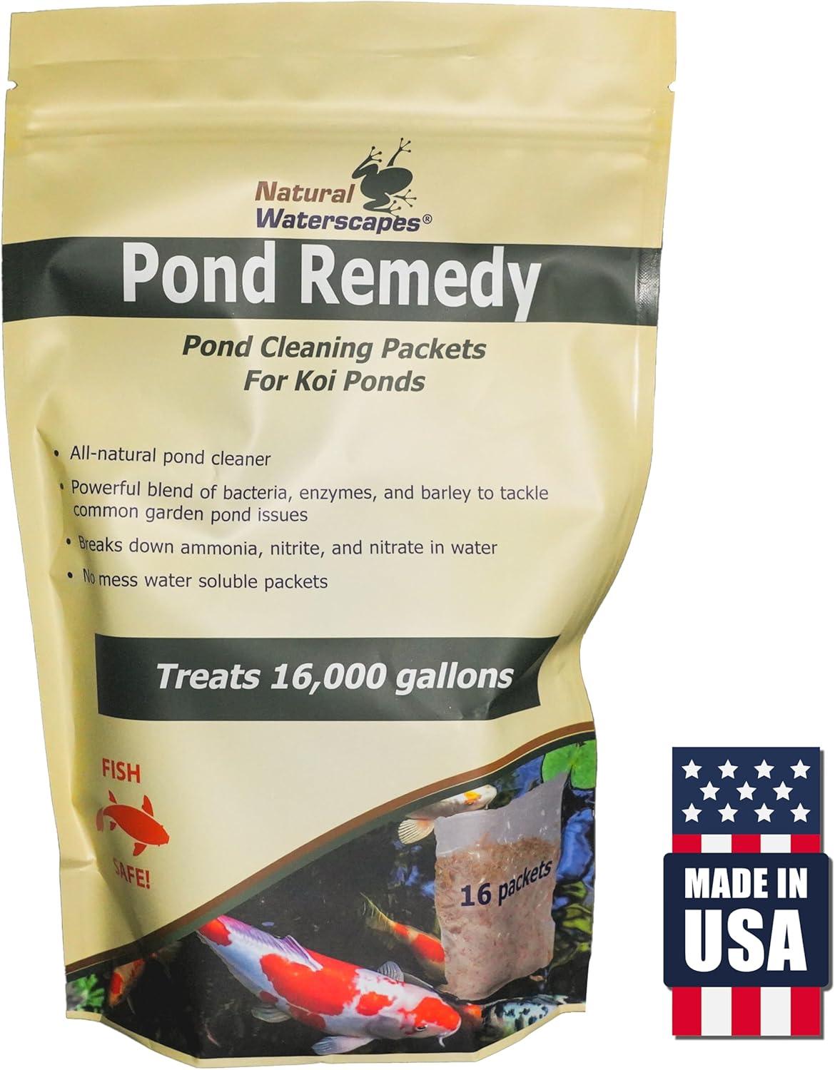 Natural Waterscapes Pond Remedy | Koi Pond Cleaning Packets | Treats up to 16,000 gallons