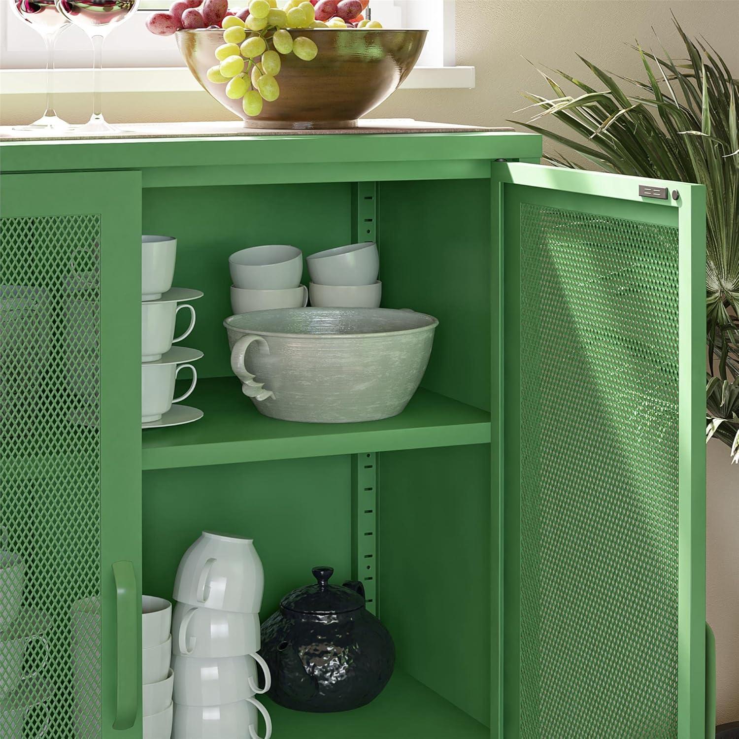 Kelly Green Metal Locker Style Bathroom Cabinet with Adjustable Shelves