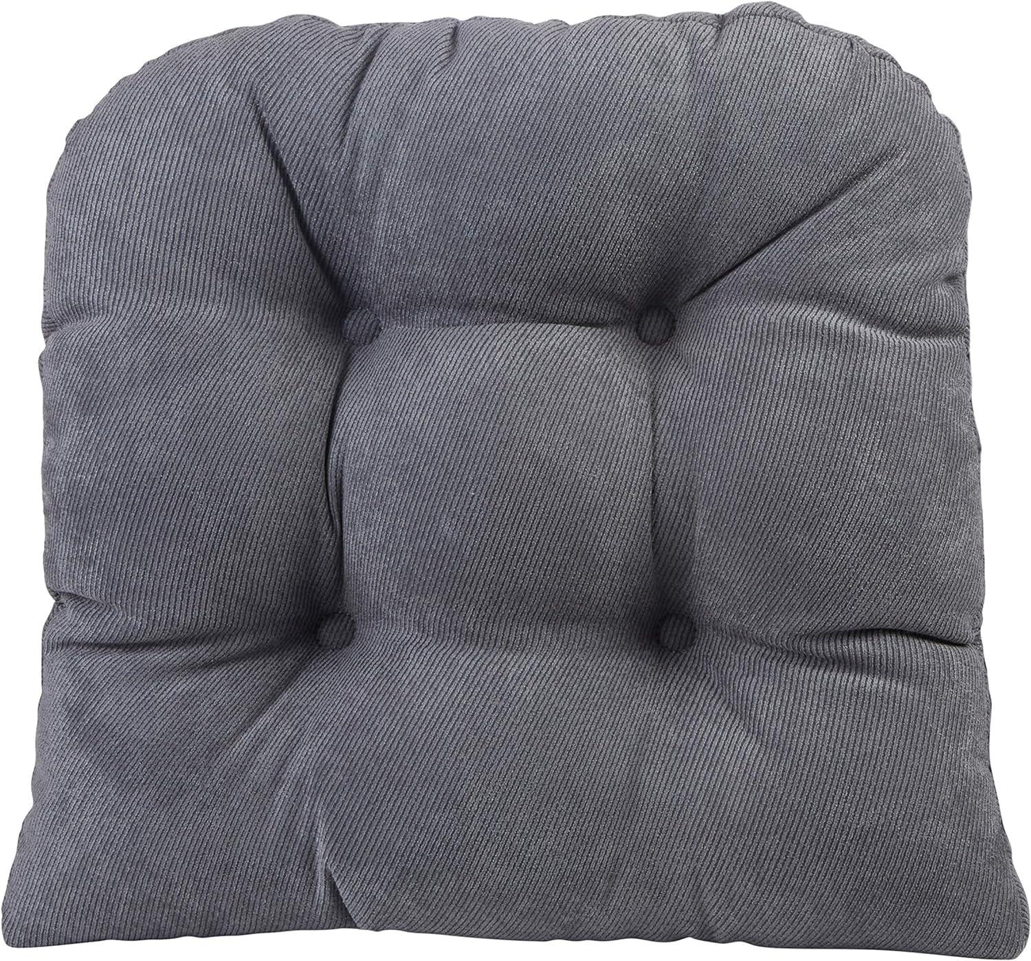 Klear Vu Gripper Overstuffed Universal Non-Slip Dining Chair Cushions for Kitchen Decor or Office Use, U-Shaped Skid-Proof Seat Pad, 15x15 Inches, 2 Count (Pack of 1), Linear Bluestone