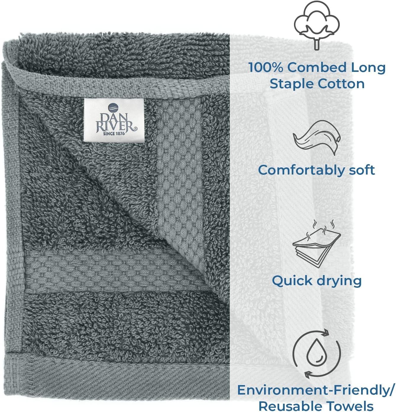 White Classic Luxury 100% Cotton Washcloths Set of 12 - 13x13" Gray