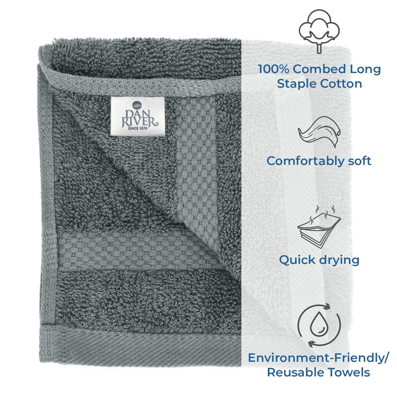 White Classic Luxury 100% Cotton Washcloths Set of 12 - 13x13" Gray