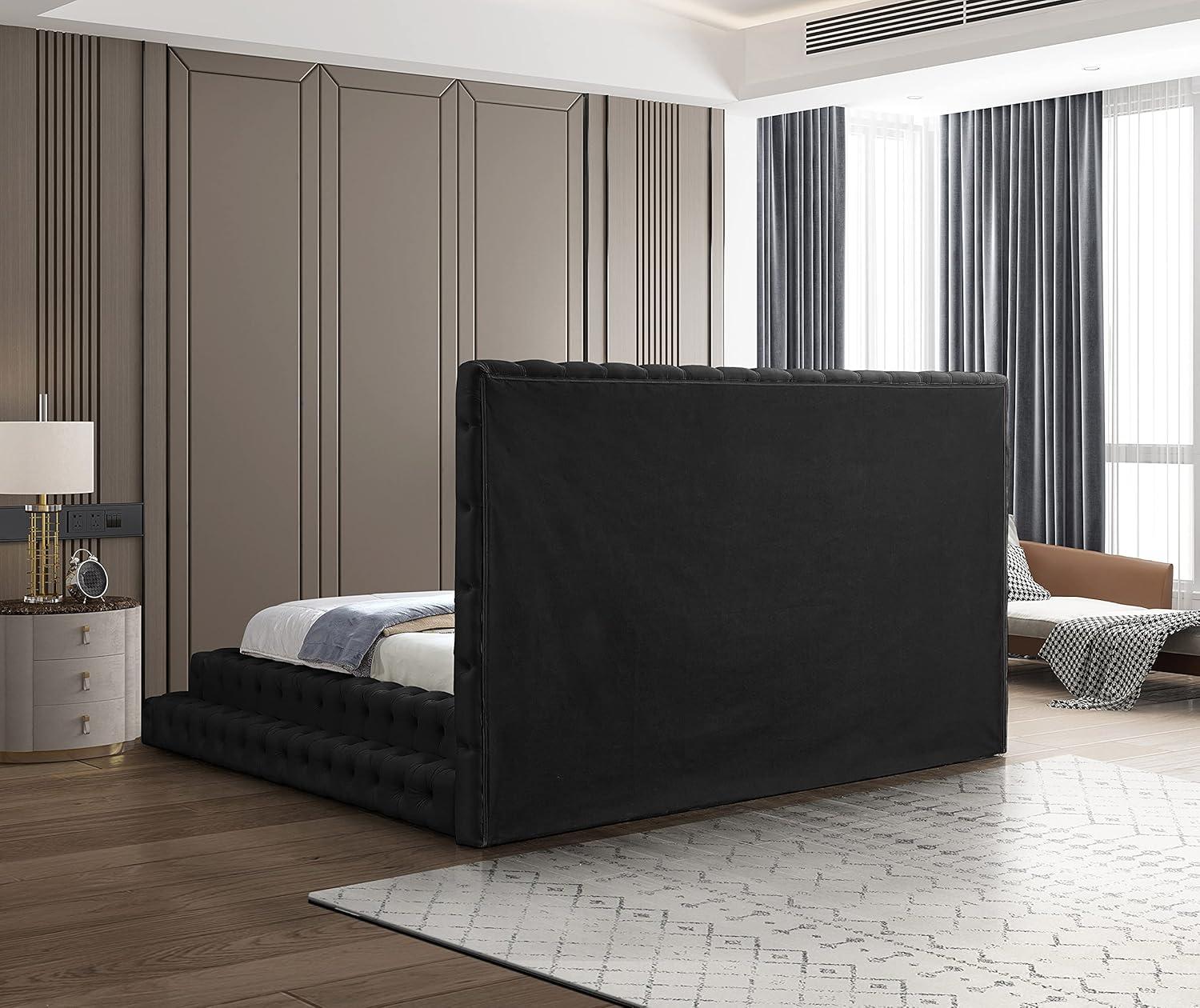 Meridian Furniture Revel Black Velvet King Bed