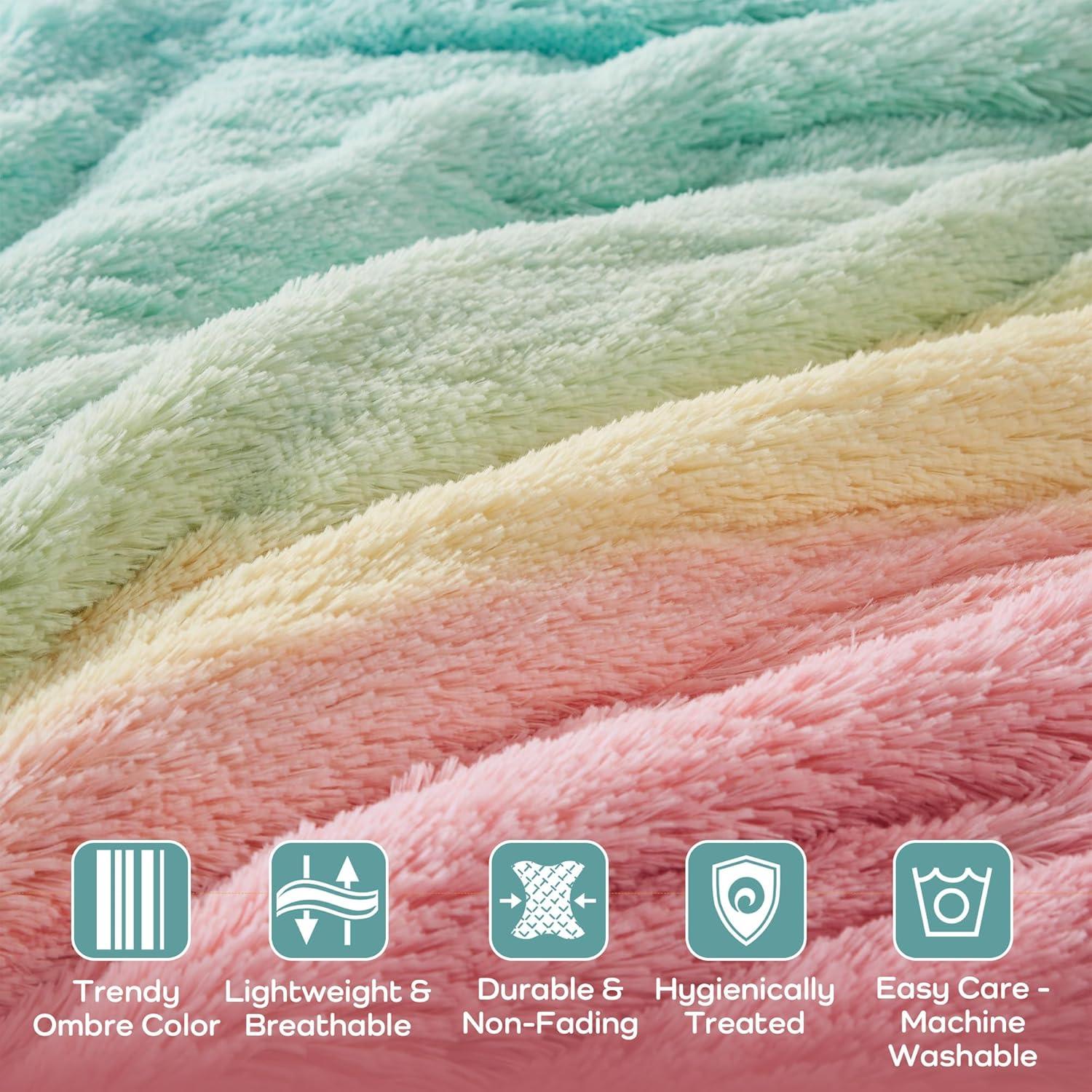 Intelligent Design Pastel Ombre Shaggy Faux Fur Comforter Set