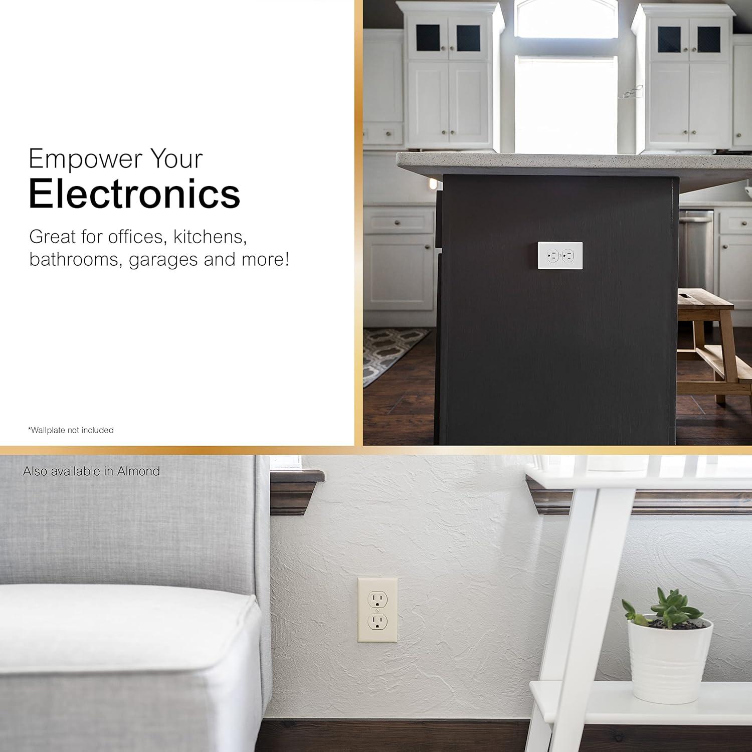 GE Heavy-Duty Grounding Duplex Receptacle Outlet, 15A, 42157