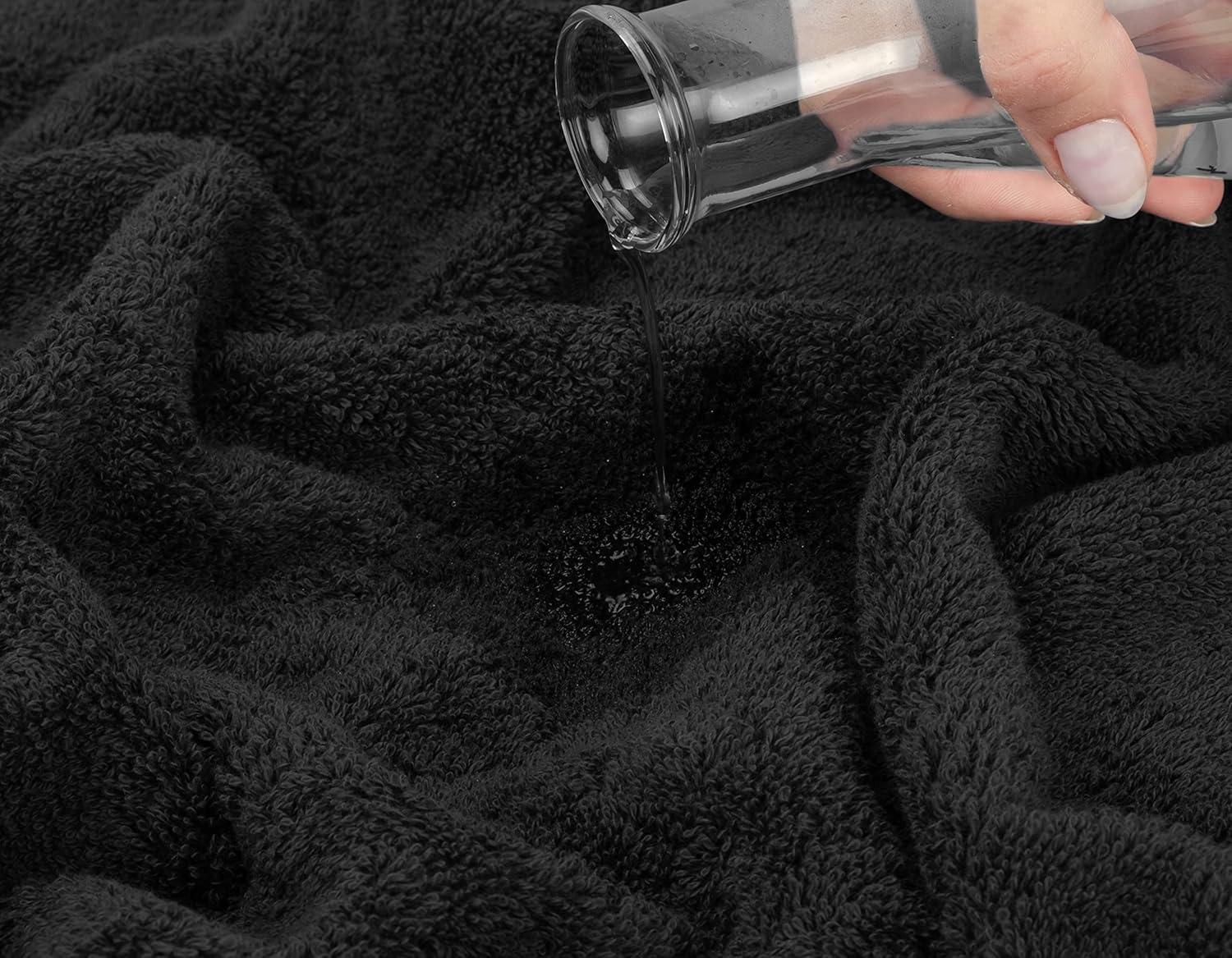 American Soft Linen 4 Pack Washcloth Set, 100% Cotton Washcloth Hand Face Towels for Bathroom and Kitchen, Black