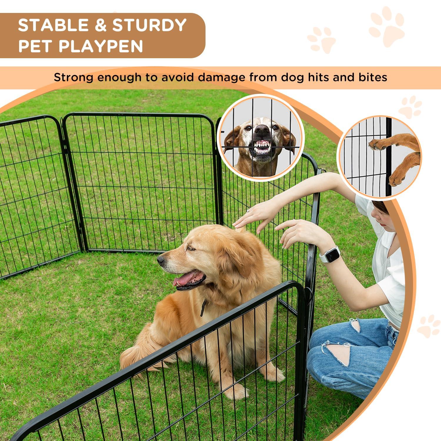 FDW Dog Playpen Indoor 12 Panels Dog Pen For Small And Medium Dogs, Exercise Pen Pet Dog Fence With Doors Pet Puppy Playpen For RV Camping Yard, Black