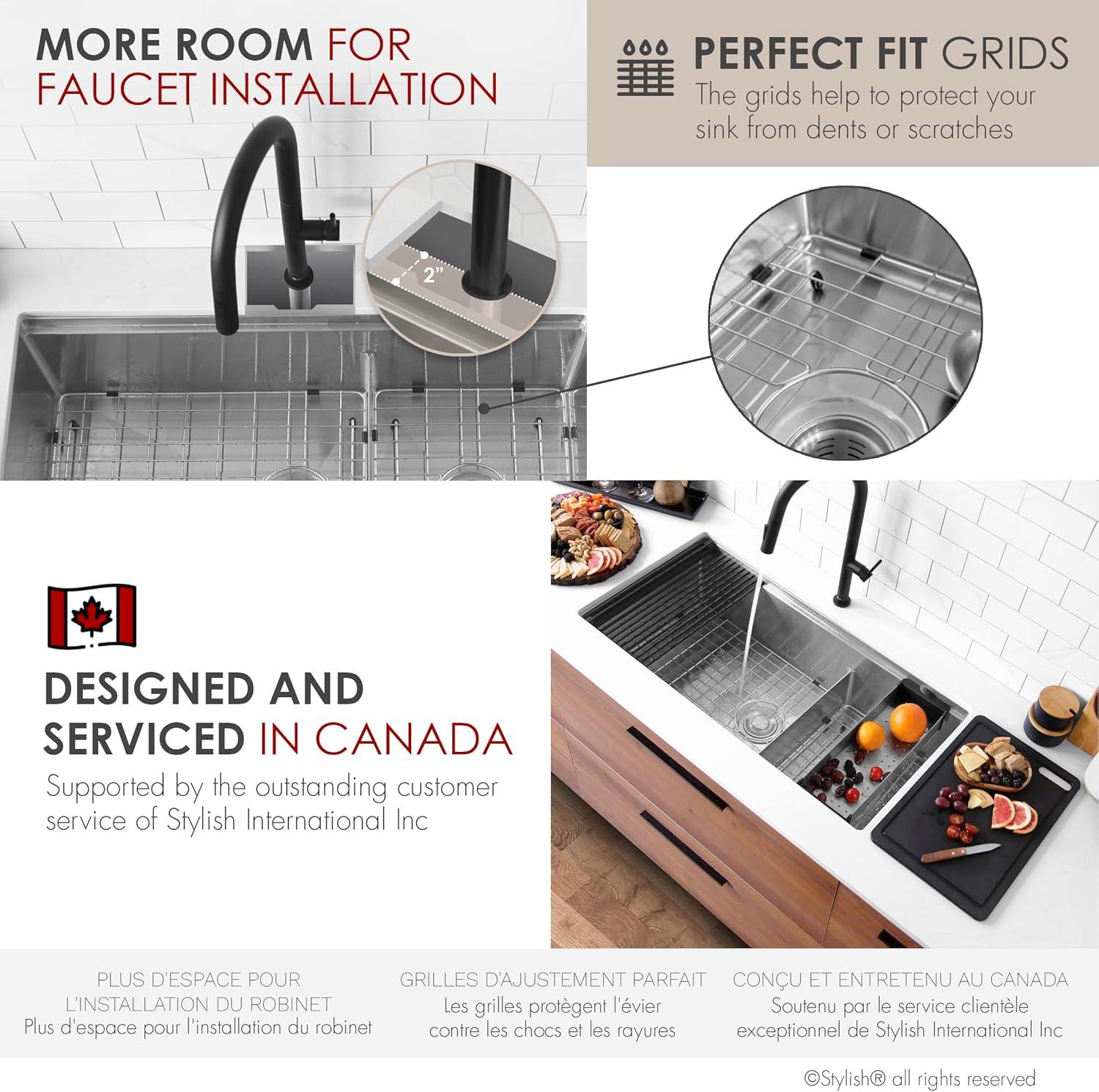 Versa STYLISH 42 inch Stainless Steel Workstation 70/30 Double Bowl Undermount Kitchen Sink with Accessories included