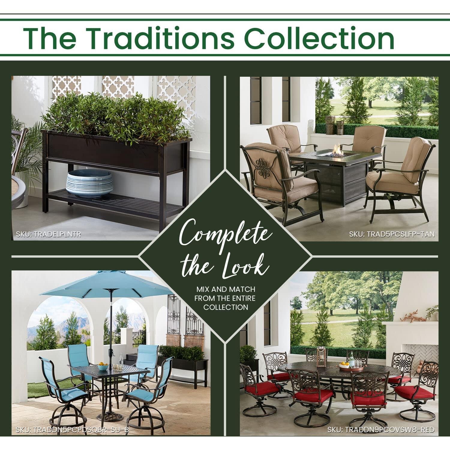 Hanover Traditions Outdoor Patio 50" Slat Top Console Table, 2 Shelf, Brushed Bronze Finish, Rust-Resistant, All-Weather - TRADCONTBL