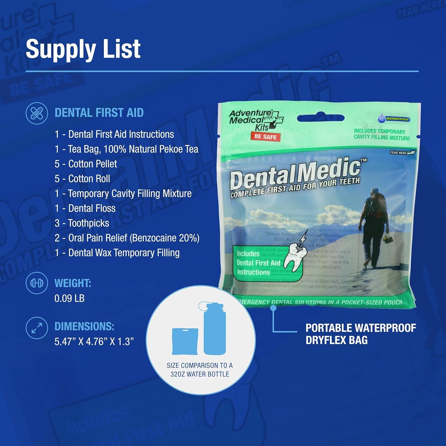Adventure Medical Kits Dental Medic Travel First Aid Kit for Teeth