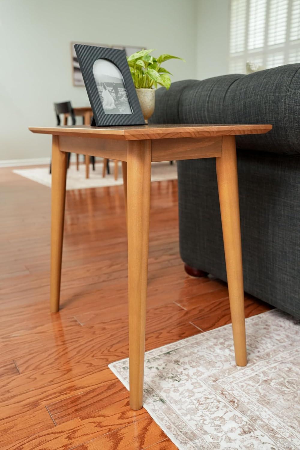 Plank+Beam Mid Century Modern Rectangular Side Table, End Table for Living Room, Wooden Bedside Table, Small End Table for Office Space