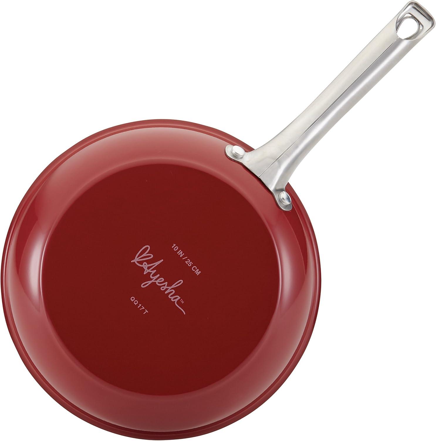 Ayesha Curry Home Collection 9 Pc Porcelain Enamel Nonstick Cookware Pots and Pans Set, Sienna Red