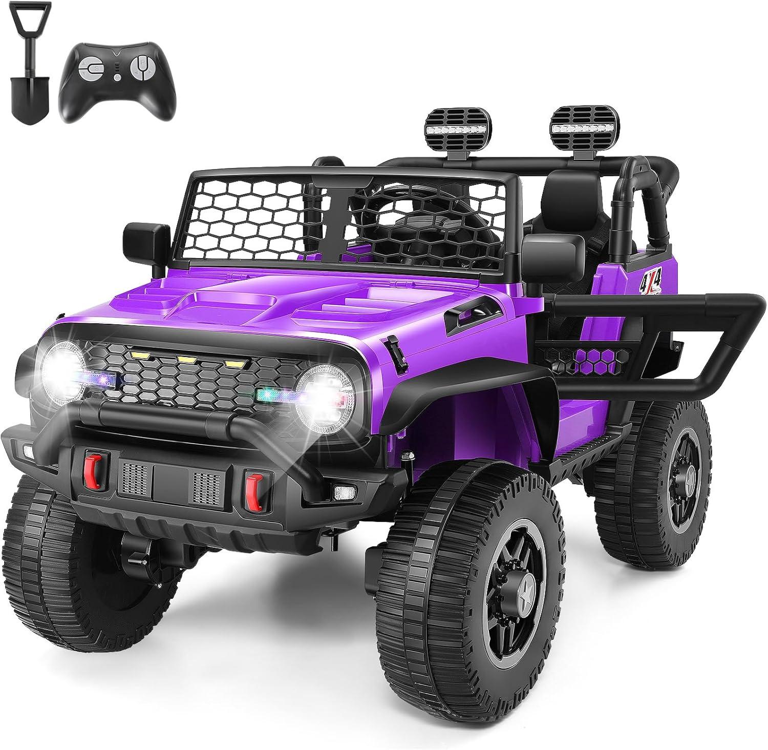 24V Purple Two-Seater Kids Electric Jeep with Bluetooth