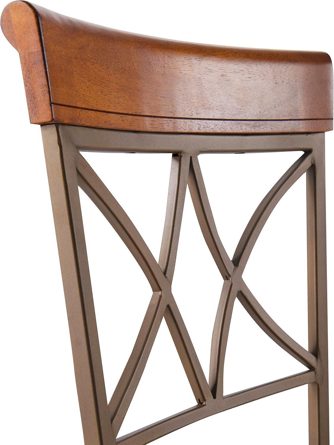 Linon Hamilton Metal Swivel Counter Stool Padded Beige Seat in Matte Pewter