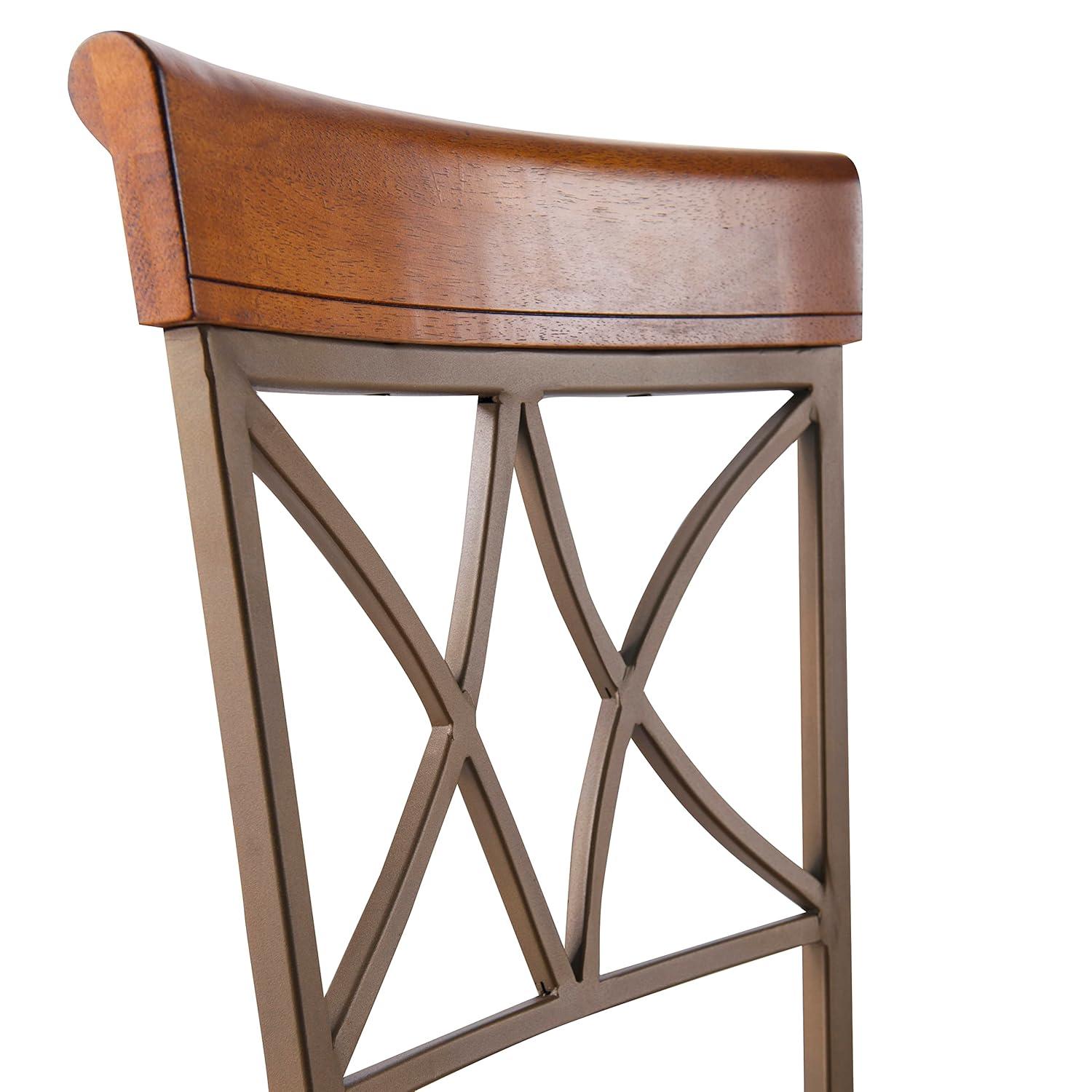 Linon Hamilton Metal Swivel Counter Stool Padded Beige Seat in Matte Pewter