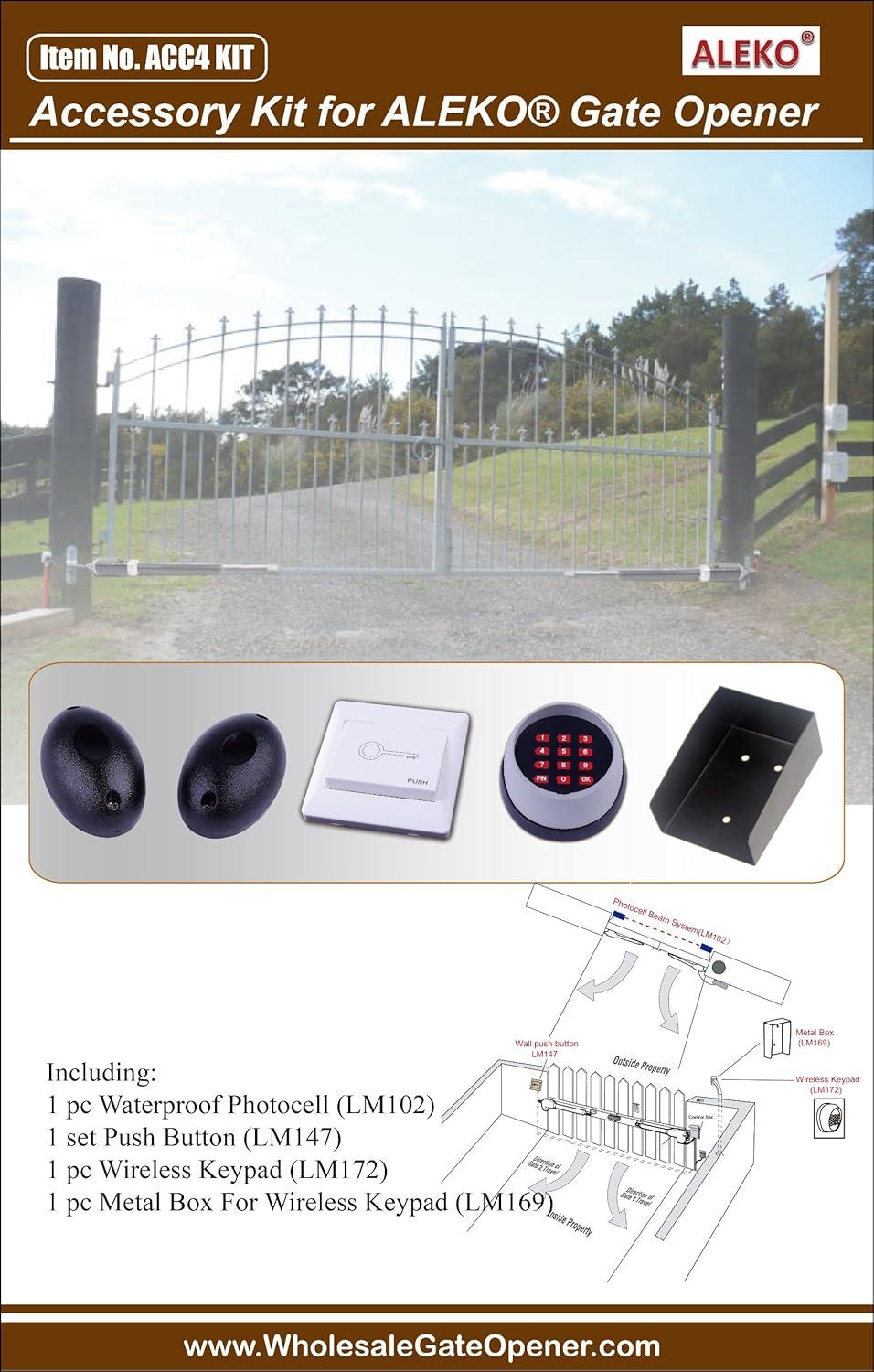 ALEKO Black and White Gate Opener Accessory Kit