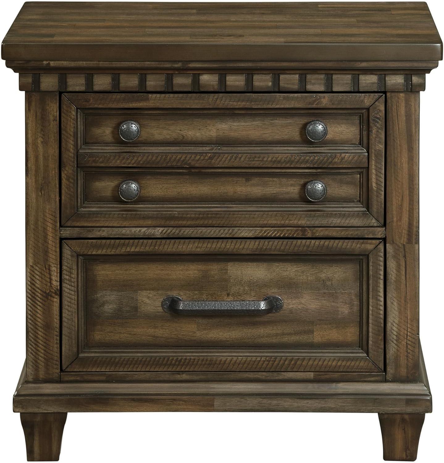 Picket House Furnishings Johnny 2 Drawer Nightstand in Smokey Walnut