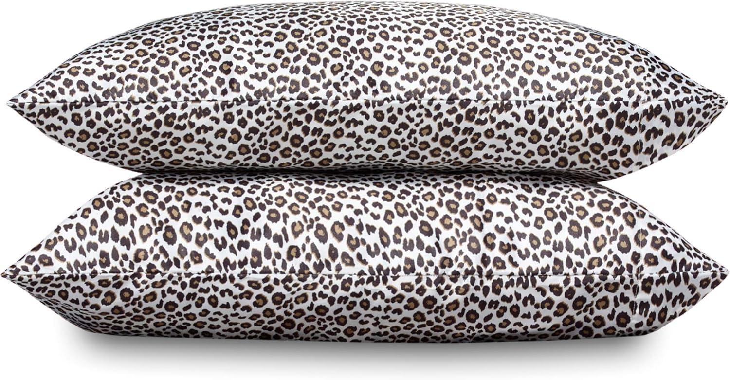 Queen Leopard Print Satin Microfiber Bedding Set