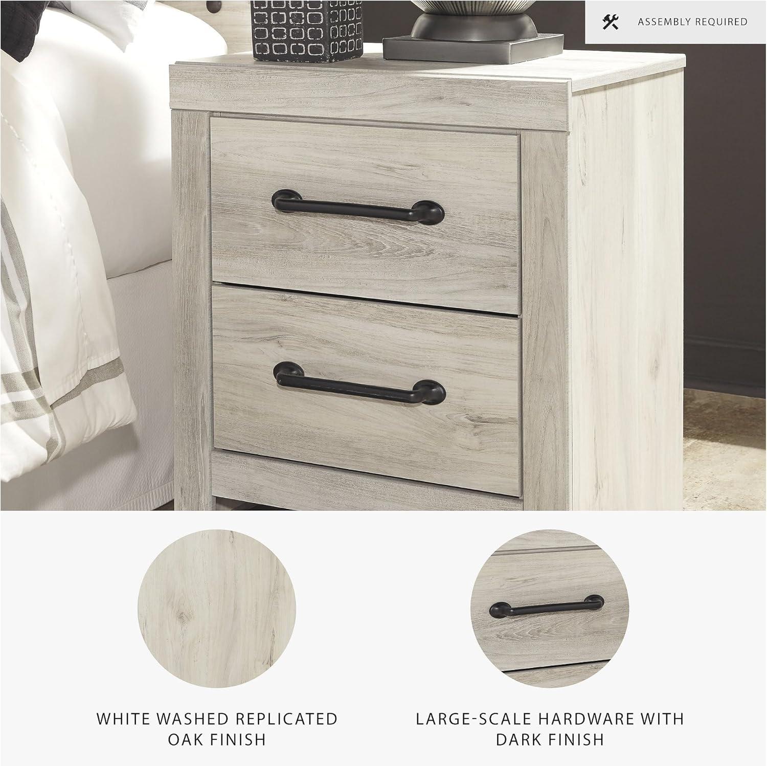 Cambeck Nightstand White - Signature Design by Ashley: Industrial Style Bedside Table with USB Ports & Storage