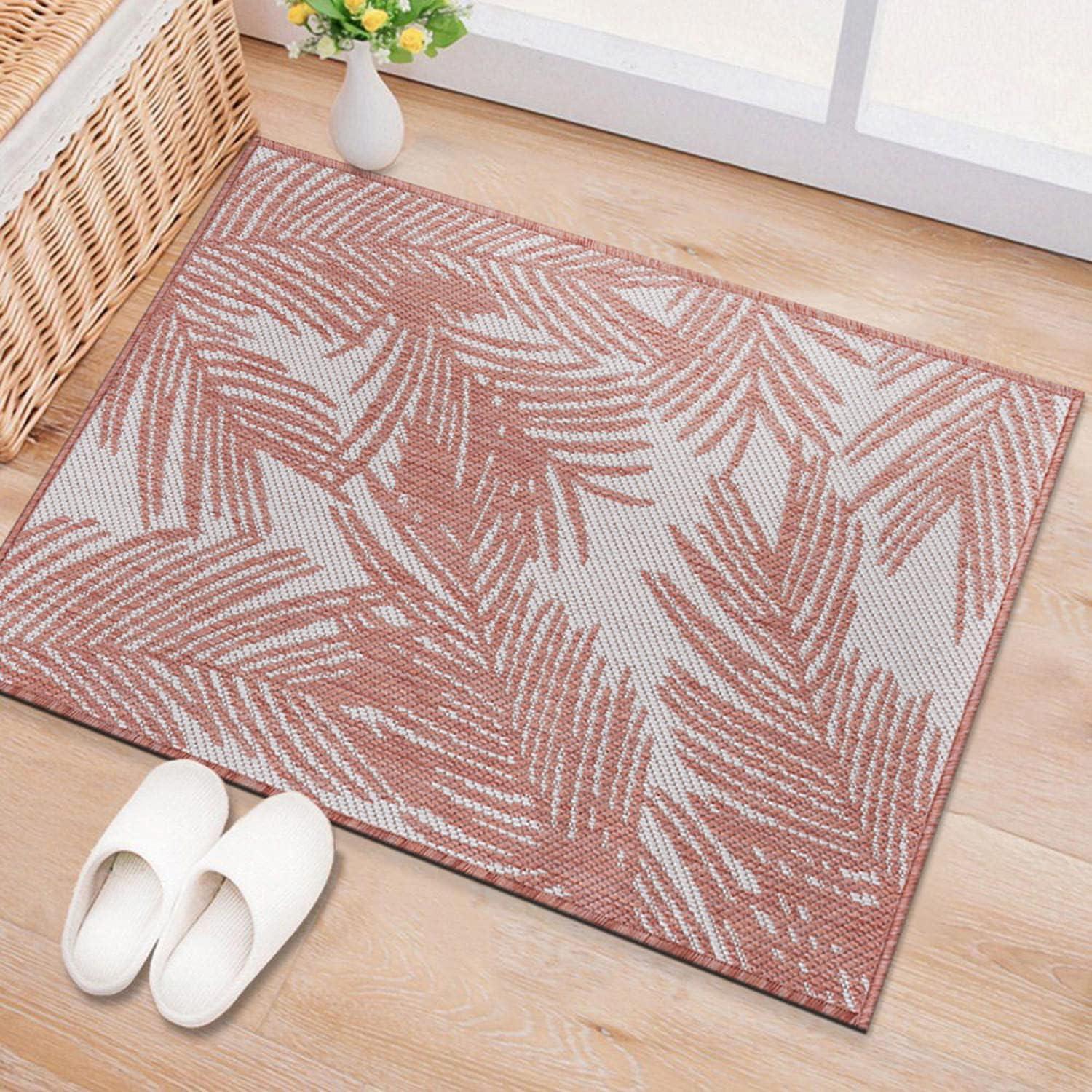 World Rug Gallery Contemporary Distressed Leaves Textured Flat Weave Indoor/Outdoor Area Rug