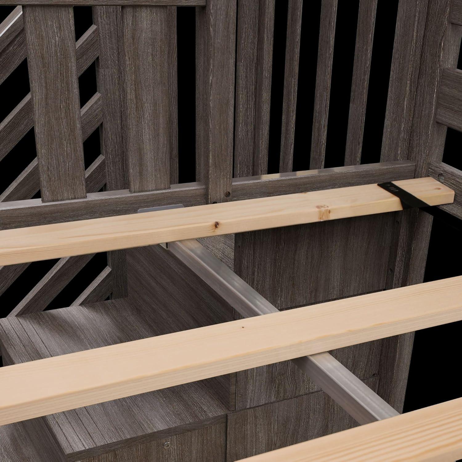 Max & Lily Solid Wood Twin Loft Bed with Stairs, Solid Wood Loft Beds with Ladder for Kids, Clay