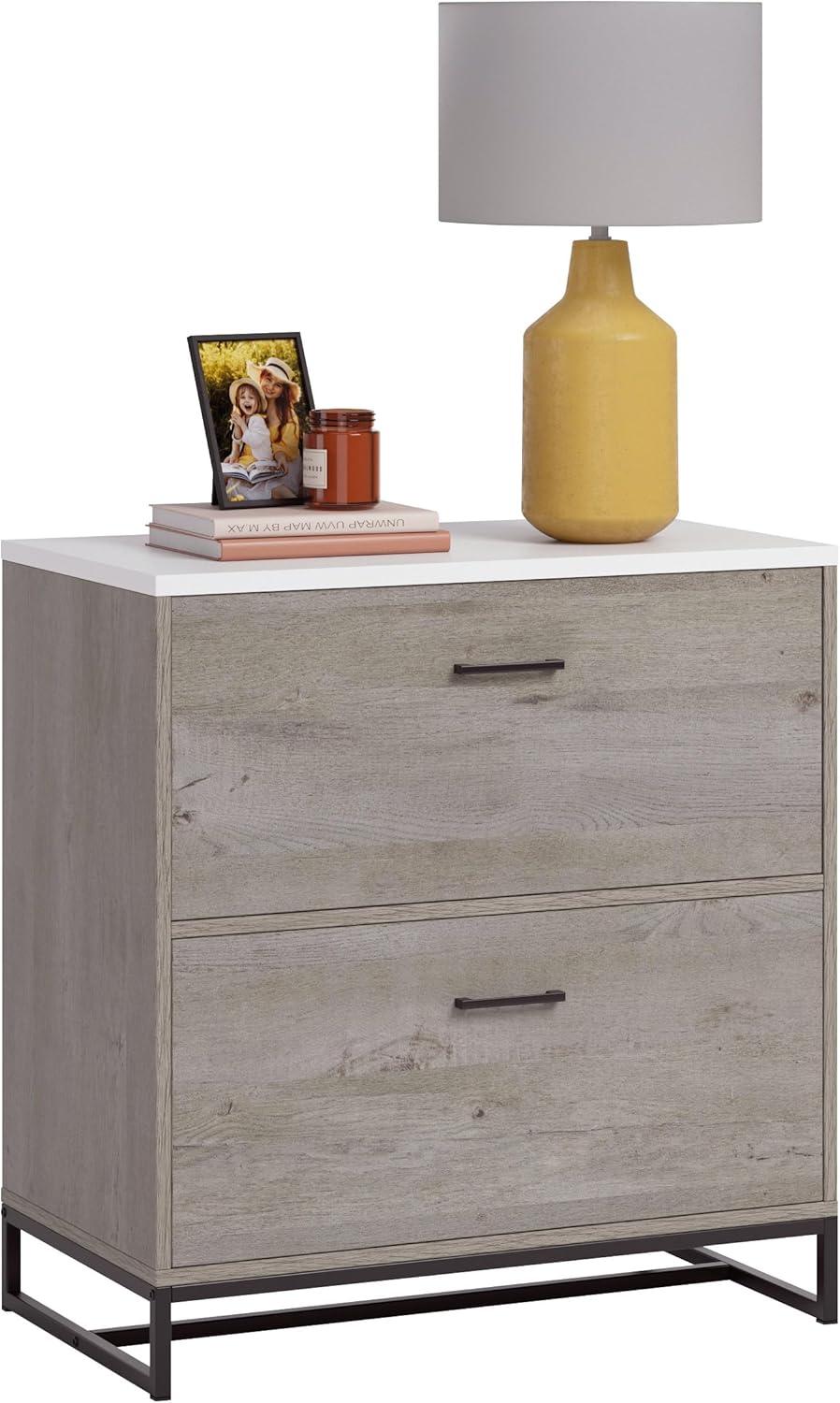 Mystic Oak 2-Drawer Lateral File Cabinet with Metal Base