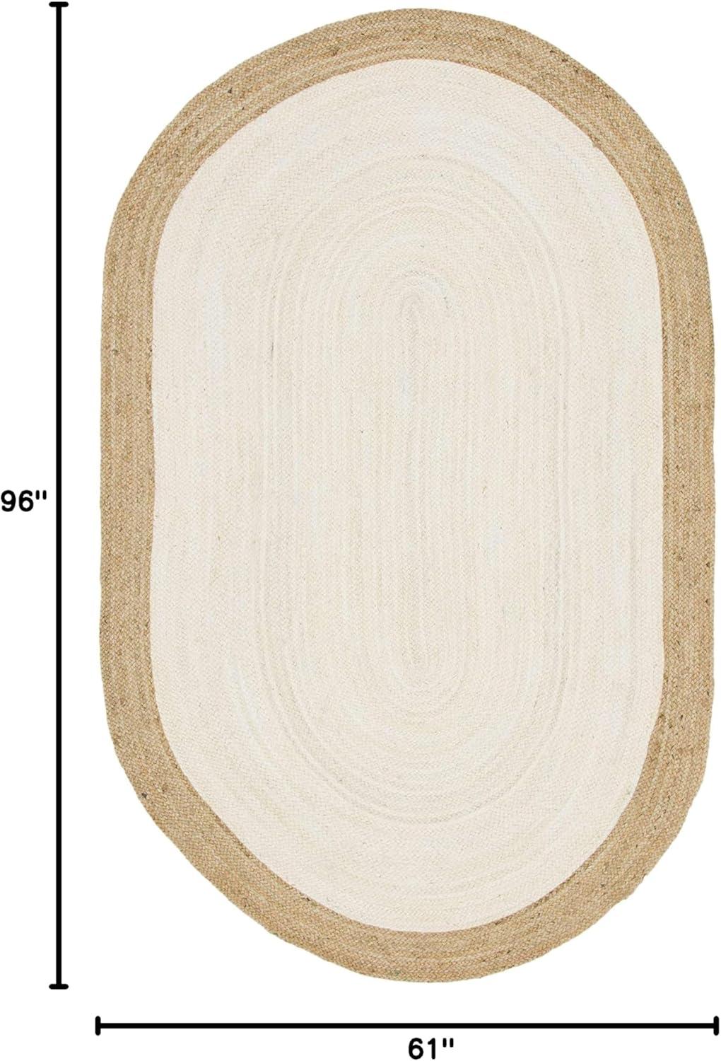 Unique Loom Braided Jute Collection Area Rug - Goa (5' 1" x 8' Oval White/Natural)