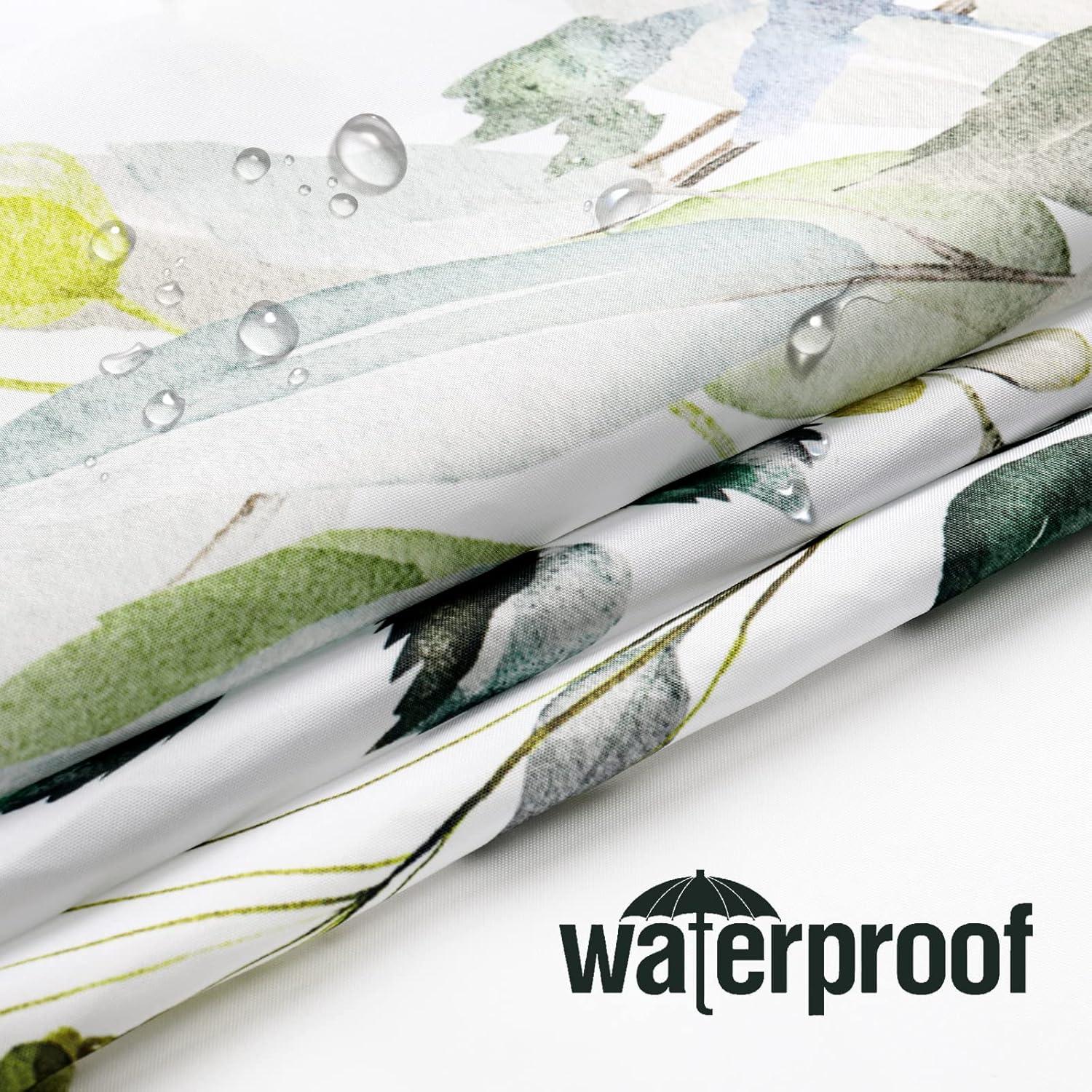 Eucalyptus Watercolor Leaves Semi-Sheer Waterproof Shower Curtain