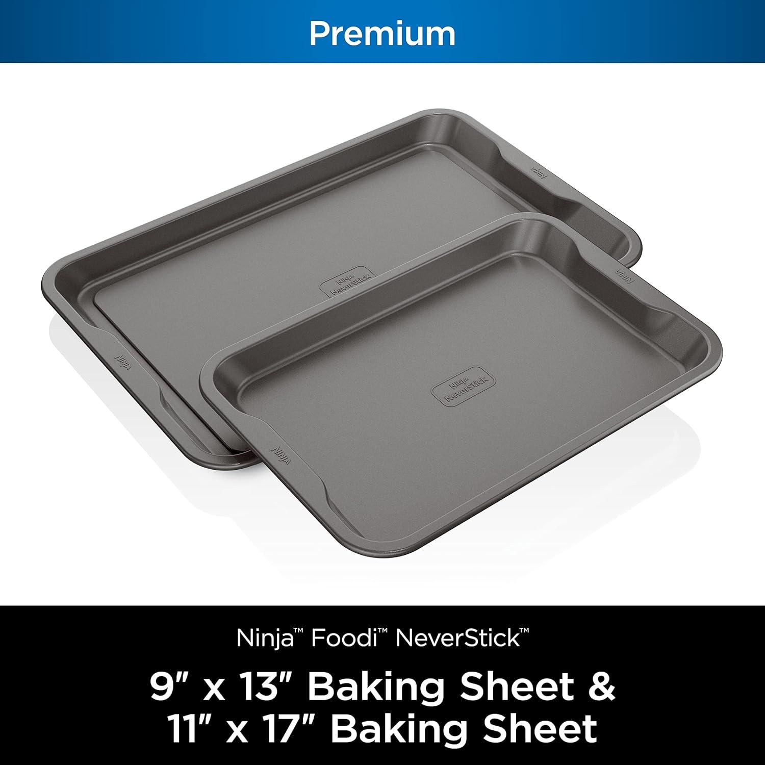 Gray Aluminum Non-Stick Rectangle Cookie Sheet Set