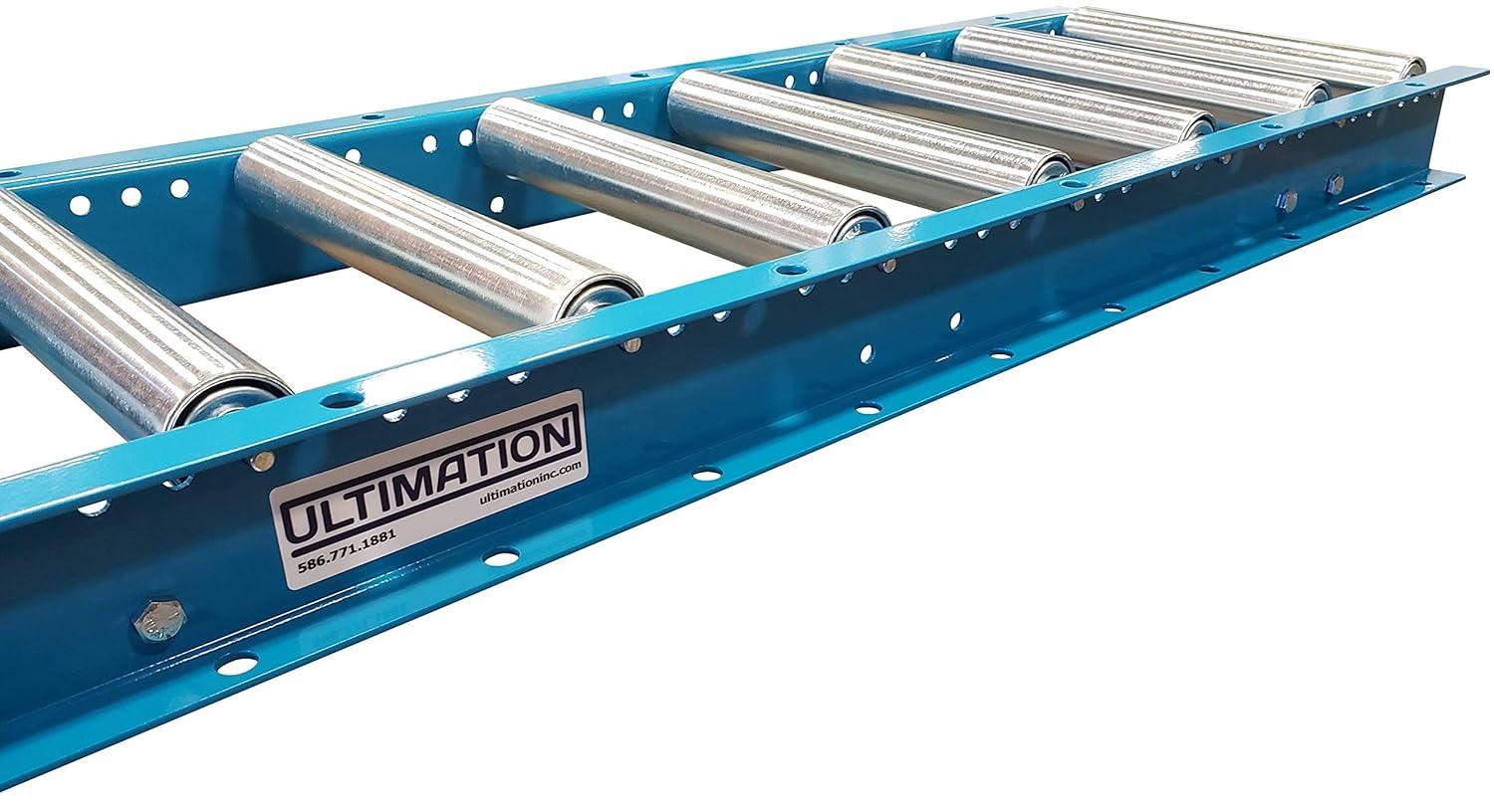 Light-Duty Gravity Conveyor with 1.5" Dia Galvanized Steel Rollers, 12" Wide, 5' Long Steel Frame on 6" Centers, Ideal for Distribution/Assembly Areas Such As Table, Ladder, Bed, Boat - Ultimation