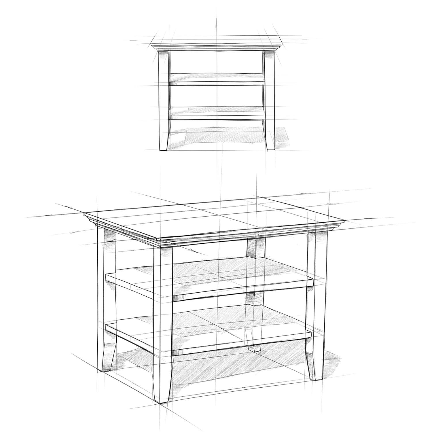 Lark Manor™ Solid Wood Transitional Table with Open Shelves
