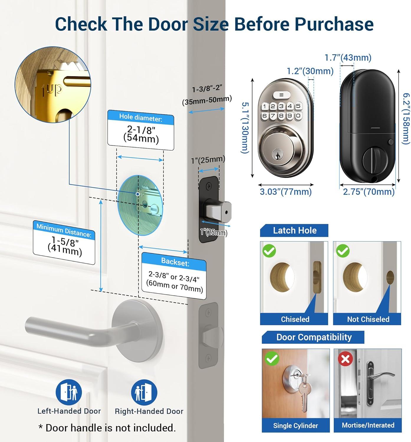 Satin Nickel Keyless Entry Electronic Keypad Deadbolt