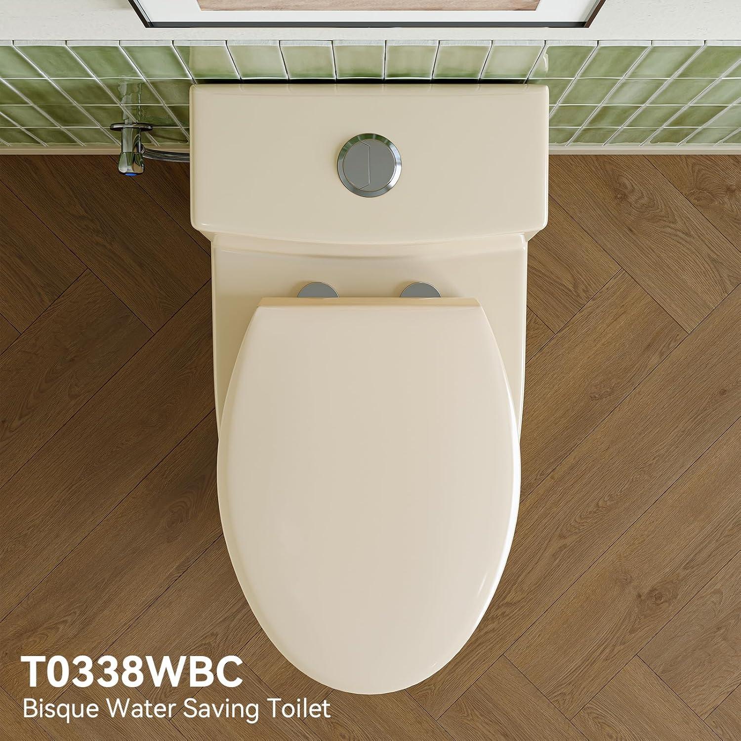 Arlo Compact One Piece Toilet with Comfort Chair Seat ADA Height 17.3", Elongated Dual Flush 0.8/1.28 GPF , MAP 1000g