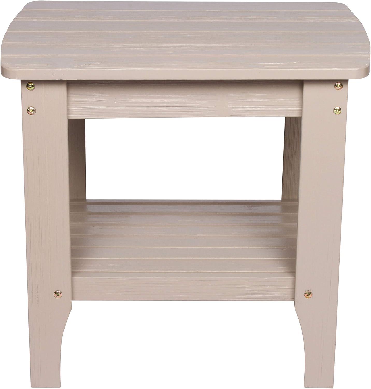 Shine Company Rectangular Traditional Wood Indoor/Outdoor Side Table in Gray